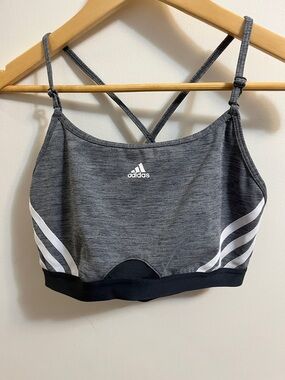 adidas Heather Gray and Black Strappy Sports Bra